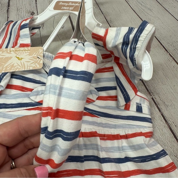 NWT tommy bahama Striped top and Navy Shorts Set with Headband sz 5 girls - Picture 5 of 12